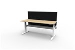 Boost  1P Sit Stand Desk 1200x750mm Nat Oak Top White Frame Blk Scrn Cable Tray