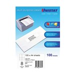 Unistat Labels 38934 Multi Use A4 8Up 105 X 74mm White Box 100