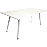 Rapid Meeting Table 1800X900Mm Silver Frame With Chrome Foot White Top