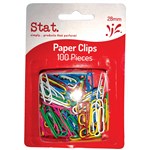 Stat Coloured Paper Clips 28mm Assorted 100 Pk