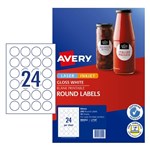 Avery Labels L7147 Round 400mm Dia 24Sheet Gloss White
