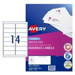 Avery Labels Laser L7163 Smooth Feed 959304 991X381mm 14 Up14 White