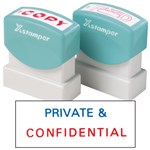 XStamper CXBN 2010 Stamp Private  Confidential 42X13mm Red Blue