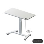 Cordless Sit Stand Mobile Desk 1200 x 600 White Frame and Top Powered By Lithium Batteries