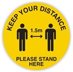 Durus Social Distance Floor Decal Circular Stand 15M 350mm Dia Blk On Yell