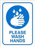 Durus Please Wash Hands Wall Sign Rectangle 225X300mm Blue On White