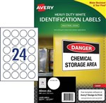 Avery Labels L6112 40Mm Round 24Up Heavy Duty White