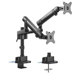 Brateck Dual Monitor Arm With 2 Usb Ports Black Suits 1732 Monitors