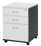 Mobile Pedestal 2 Drawer 1 File Lockable White And Ironstone