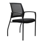 Urbin Stackable Chair 4 Leg Mesh Back Arms Black Fabric Glides