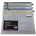 Protext Mesh Pouch With Zipper And Note Card Holder A3 Clear