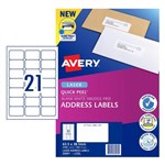 Avery Quick Peel Address Labels SF L7160 21Up 635X381mm 100