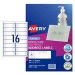Avery Laser Labels L756225 Crystal Clear 991X34mm 16Up Pack 25
