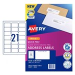 Avery Quick Peel Address Labels Sure Feed J8160 635X381mm 21Up Bx 50