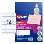 Avery Labels Inkjet J8563 991X381mm Permanent Clear 14Up Pack 25