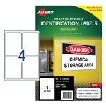 Avery Labels Heavy Duty L7069 991X139mm Laser Permanent 4Up White Pack 25