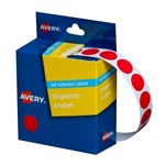 Avery Circle Dispenser Labels Removable 14mm Diameter Pk 1050 Red