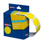 Avery Circle Dispenser Labels Removable 24mm Diameter Pk 500 Yellow