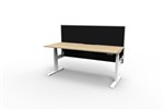 Boost  1P Sit Stand Desk 1500x750mm Nat Oak Top White Frame Blk Screen