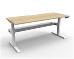 Boost  1P Sit Stand Desk 1800x750mm Nat Oak Top White Frame Cable Tray