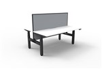 Boost  2P Sit Stand Desk 1800x750mm Nat White Top Black Frame Grey Screen