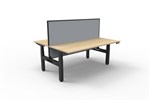 Boost  2P Sit Stand Desk 1800x750mm Nat Oak Top Black Frame Grey Screen