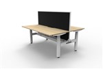 Boost  2P Sit Stand Desk 1800x750mm Nat Oak Top White Frame Black Screen Cable Tray