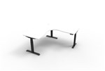 Boost  Cnr Sit Stand Desk 1500x1500mm Nat White Top Black Frame
