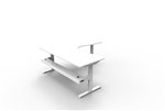 Boost  Cnr Sit Stand Desk 1500x1500mm Nat White Top White Frame Cable Tray