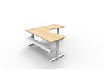 Boost  Cnr Sit Stand Desk 1500x1500mm Nat Oak Top White Frame Cable Tray