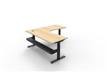Boost  Cnr Sit Stand Desk 1500x1500mm Nat Oak Top Black Frame Cable Tray
