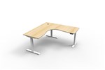 Boost  Cnr Sit Stand Desk 1800x1500mm Nat Oak Top White Frame