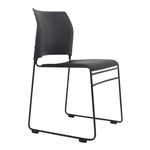 Chair Maxim Sled Chair Upholstered Black Vinyl Seat Chrome Frame