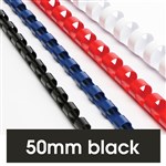 Binding Comb Plastic 50mm 21 Ring Coil Pack 50 Black