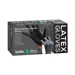 Saniflex Gloves Latex Exam Powder Free Black Small Bx100