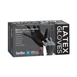 Saniflex Gloves Latex Exam Powder Free Black Medium Bx100