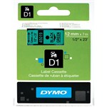 Dymo Labelling Tape D1 12mm X 7M 45019 Black On Green