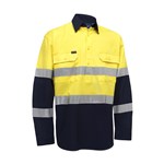 Akurra HiVis Long Sleeve Closed Front Taped Shirt 185gsm YellowNavy