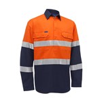 Akurra HiVis Long Sleeve Closed Front Taped Shirt 185gsm OrangeNavy