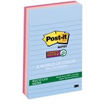 PostIt Notes 6603Ssnrp Super Sticky Recycled Lined 101X152 Bali Ass Pk 3