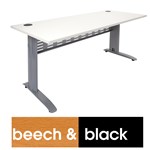 Rapid Span Desk 1800X700 Black Metal Frame With Modesty Panel Beech