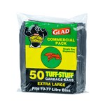 Glad LLDPE Bin Bags Black 7077L 30um 50 Pk