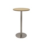 Rapid Dry Bar Table 600Mm Round Top 1075H Chrome Base Natural Oak Top