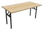 Rapid Folding Table Black Steel Frame 1500X750 Natural Oak Top