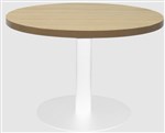 Coffee Table Round 600Mm White Base 425H White Top Natural Oak Top