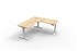 Boost  Cnr Sit Stand Desk 1500x1500mm Nat Oak Top White Frame
