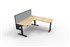 Boost  Cnr Sit Stand Desk 1500x1500mm Nat Oak Top Black Frame Grey Screen
